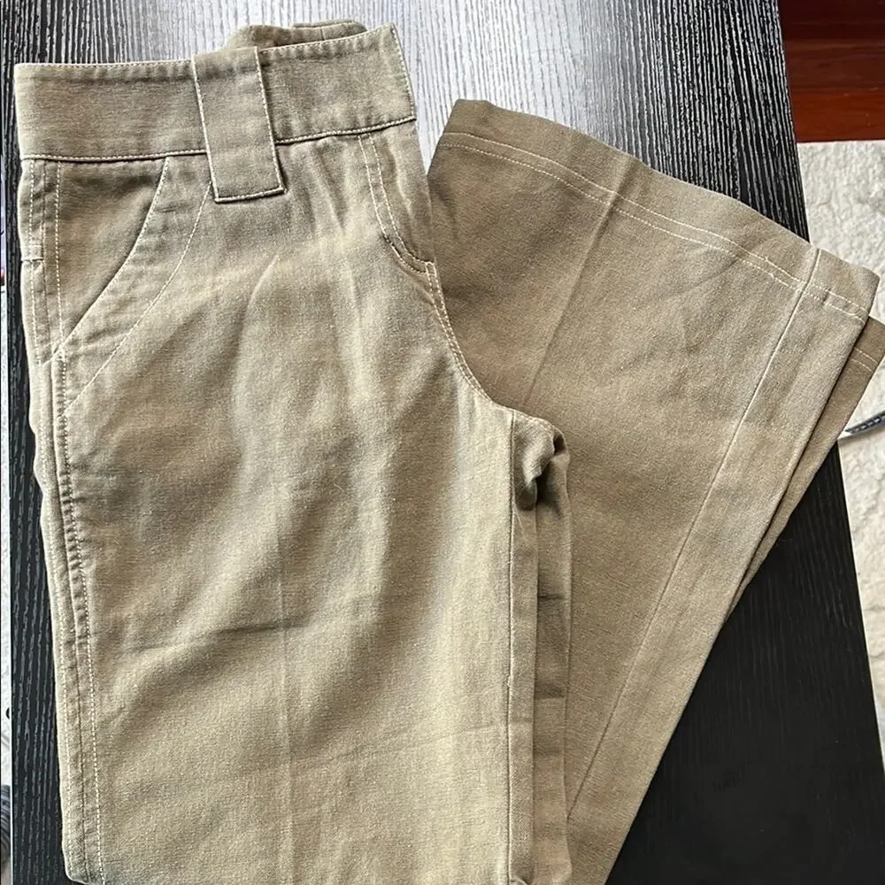 Vintage Y2K linen blend low waisted boot cut trousers